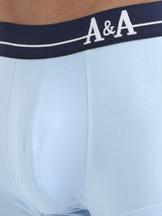 Medieval Blue and Light Blue Organic Cotton super stretch Trunk with Outer Elastic Short Length Waistband - Pack of 2