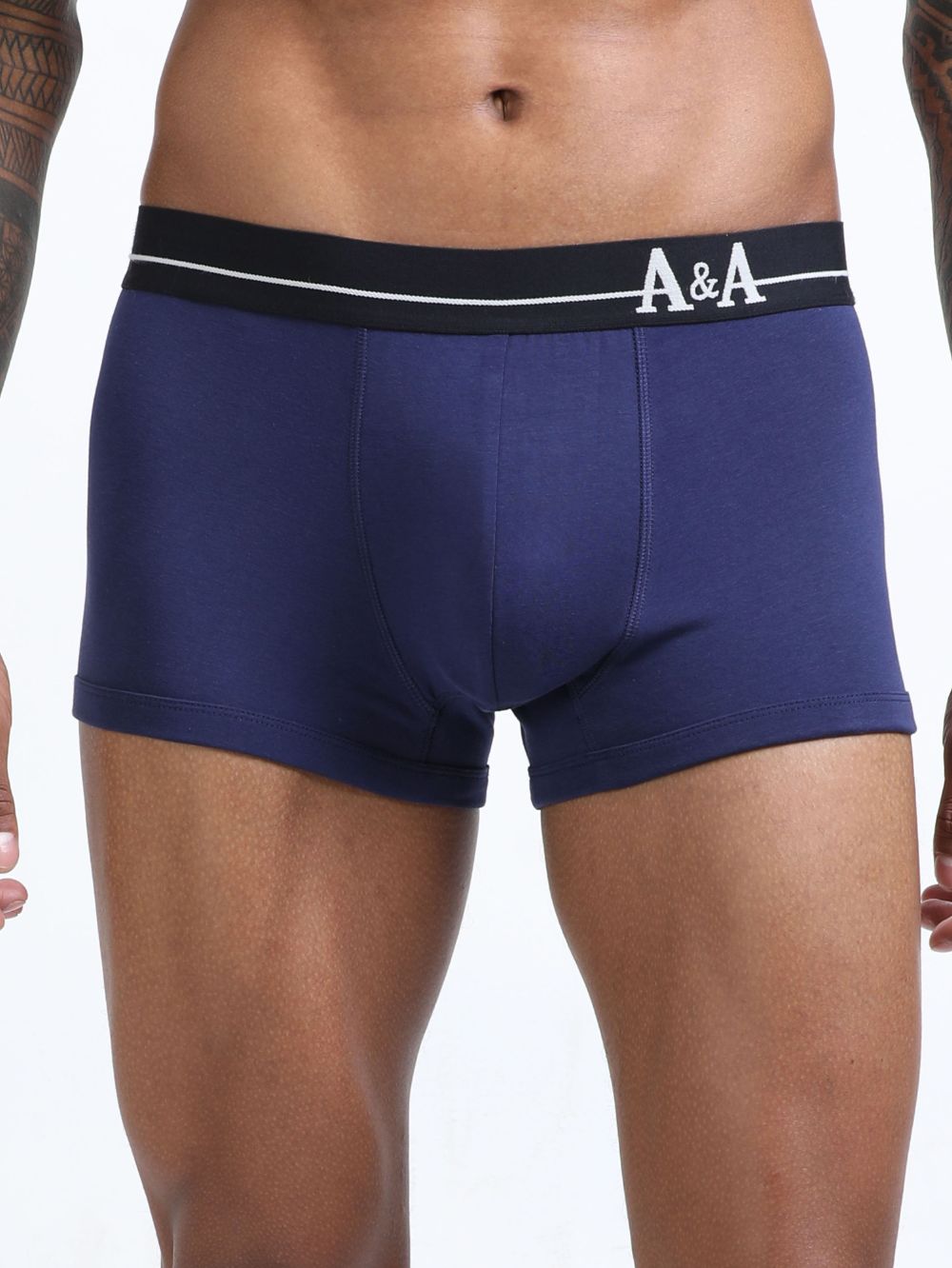 Medieval Blue and Light Blue Organic Cotton super stretch Trunk with Outer Elastic Short Length Waistband - Pack of 2