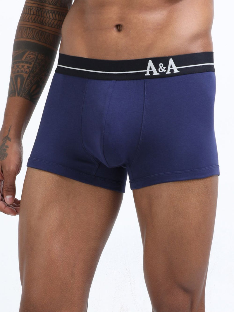 Medieval Blue and Light Blue Organic Cotton super stretch Trunk with Outer Elastic Short Length Waistband - Pack of 2