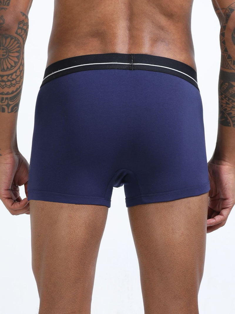 Medieval Blue and Light Blue Organic Cotton super stretch Trunk with Outer Elastic Short Length Waistband - Pack of 2