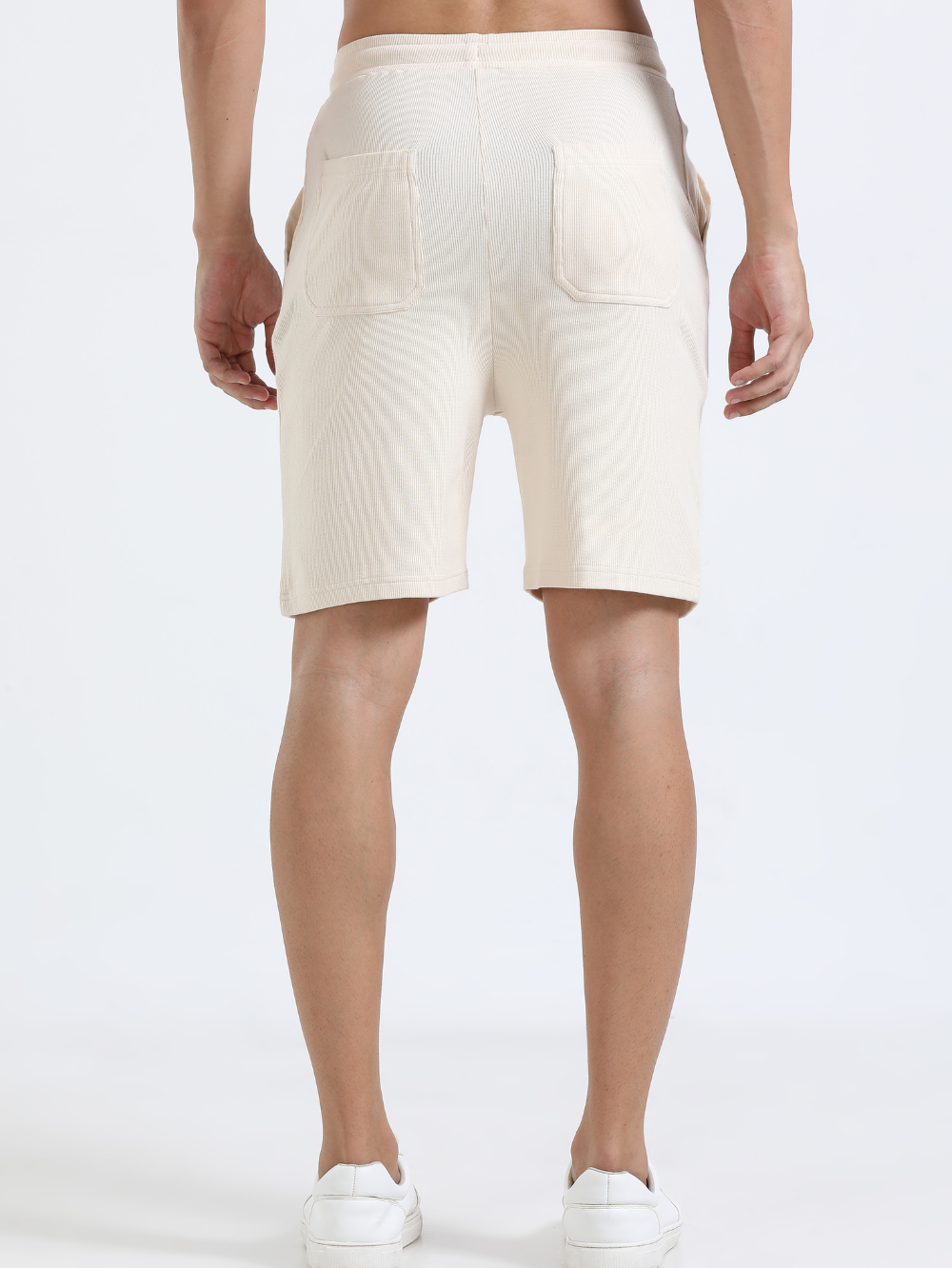 Beige Organic Cotton Mens Rib Shorts