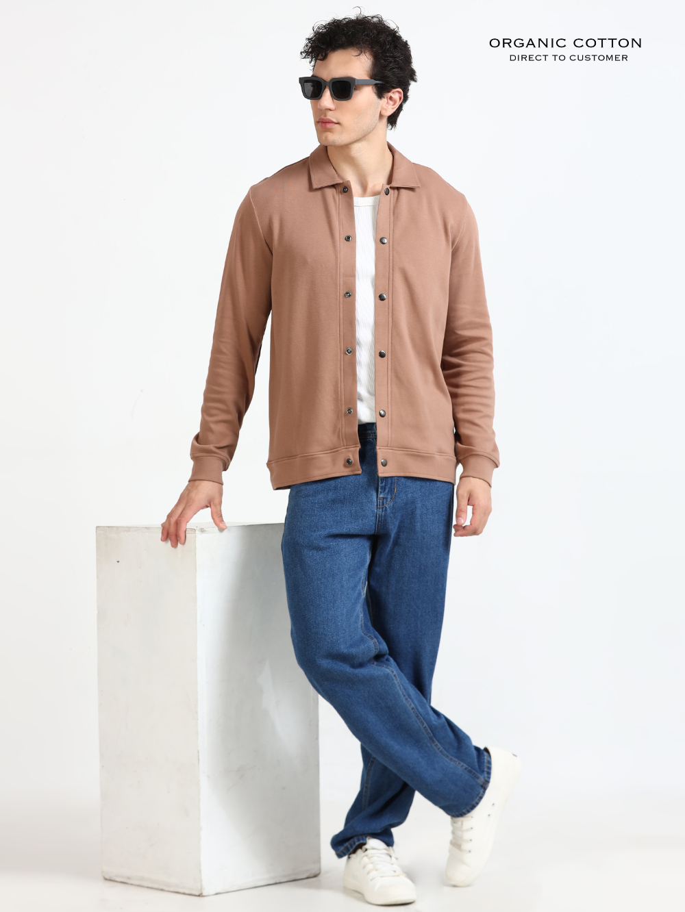 Wood Brown Mens Organic Cotton Overshirt