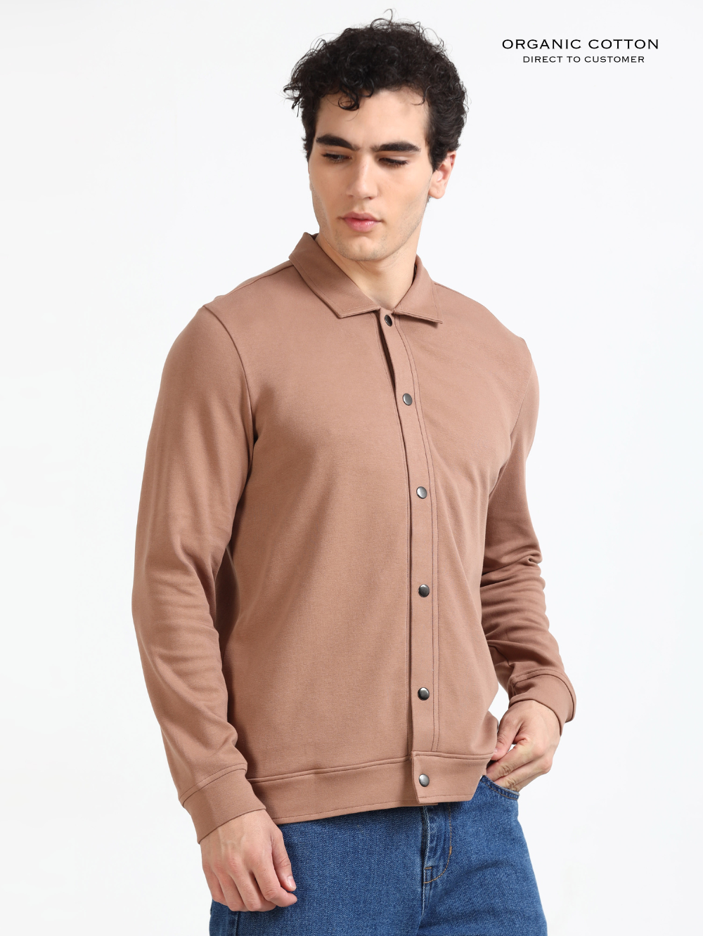 Wood Brown Mens Organic Cotton Overshirt