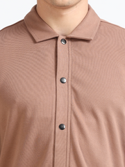 Wood Brown Mens Organic Cotton Overshirt