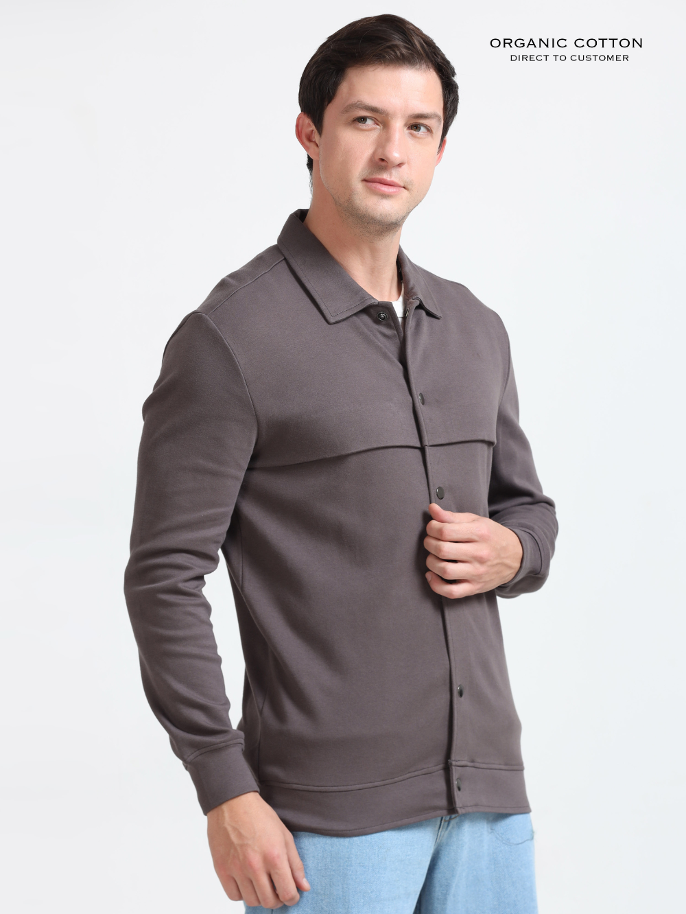 Dark Grey Mens Organic Cotton Overshirt