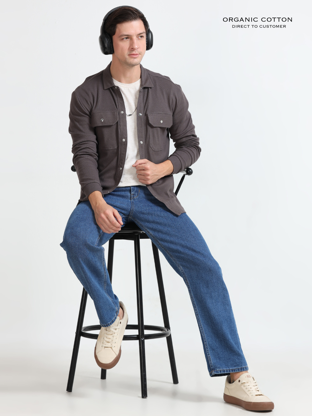 Dark Grey Men’s Organic Cotton Ribbed Overshirt