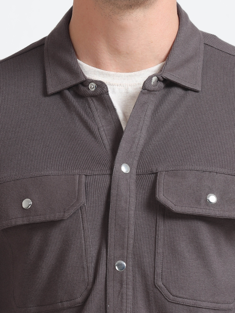 Dark Grey Men’s Organic Cotton Ribbed Overshirt