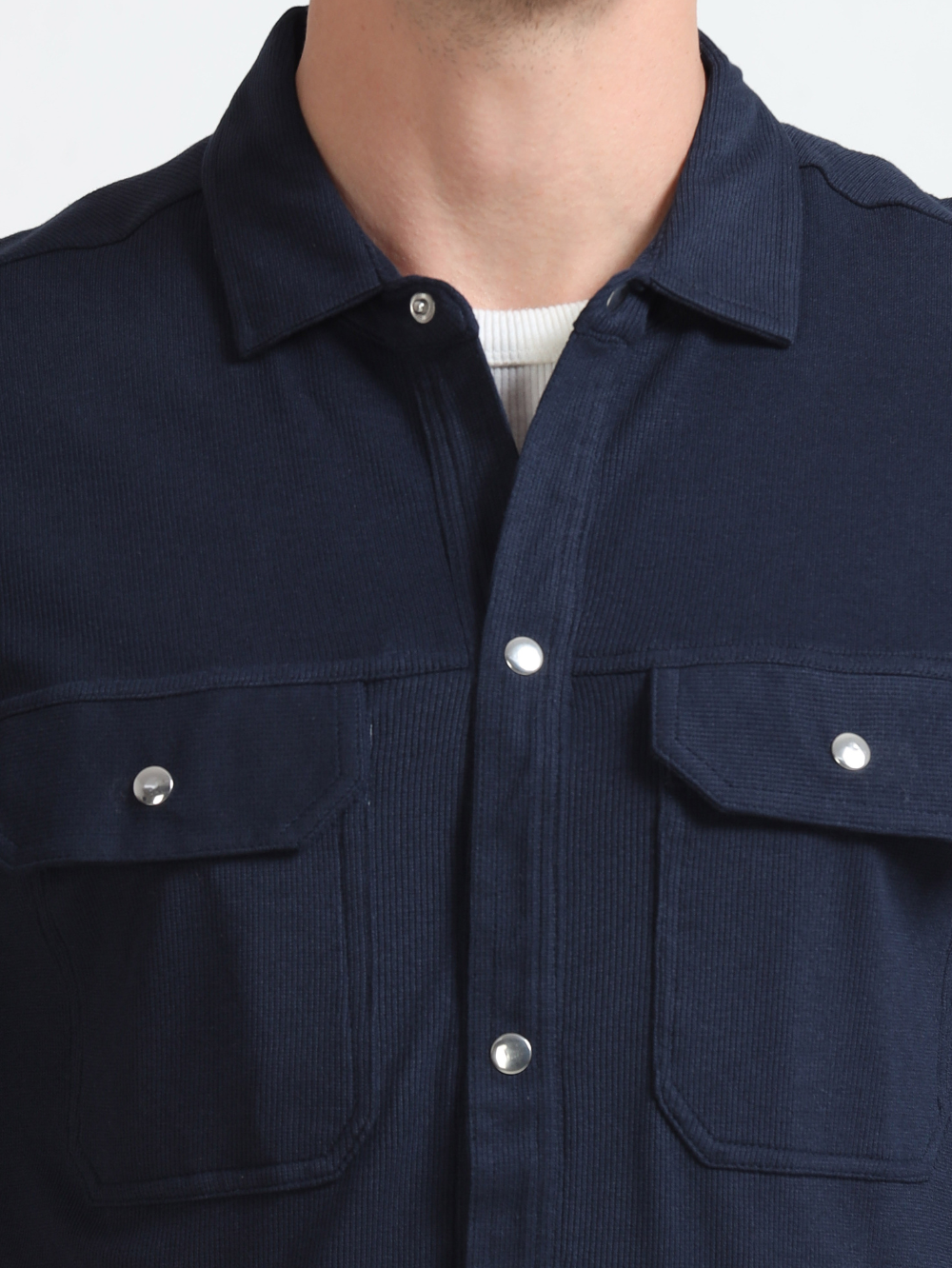 Navy Men’s Organic Cotton Ribbed Overshirt