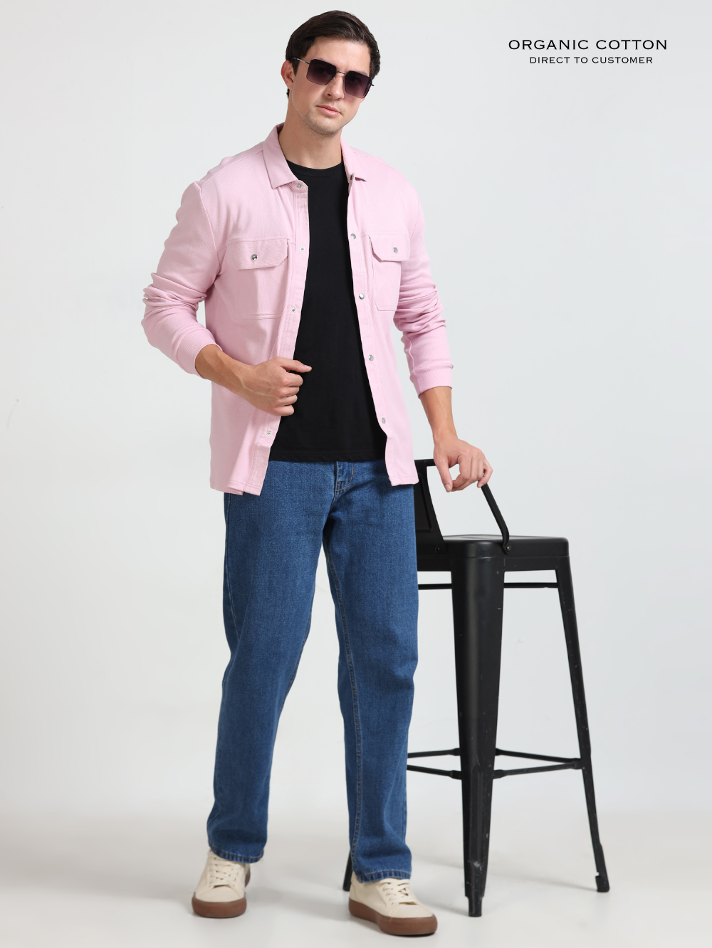 Pink Men’s Organic Cotton Ribbed Overshirt