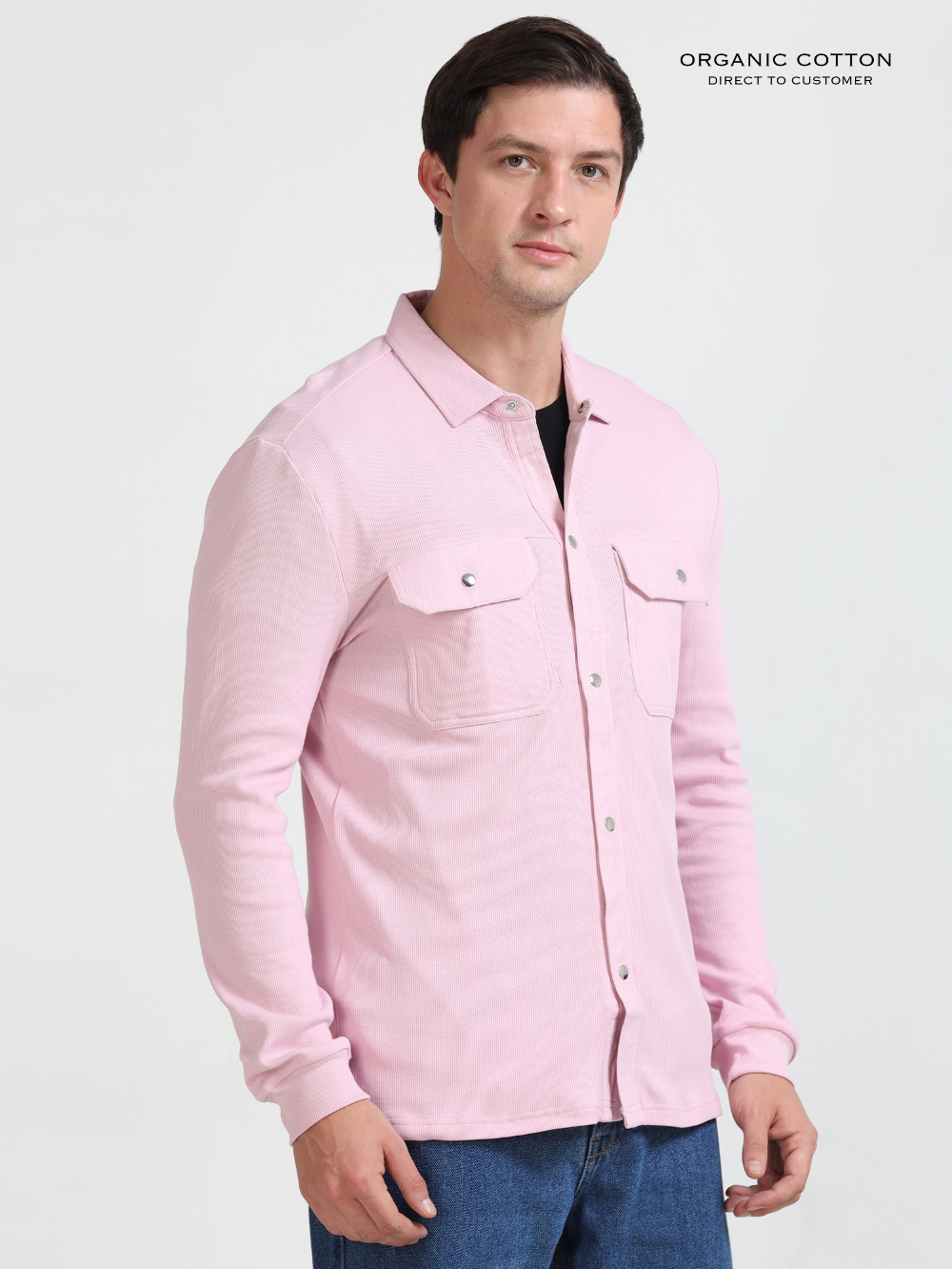 Pink Men’s Organic Cotton Ribbed Overshirt