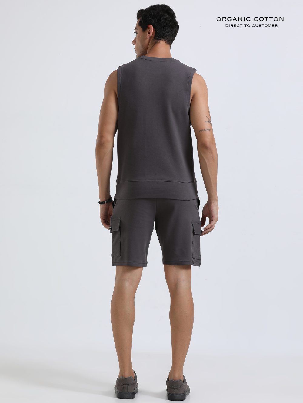 Dark Grey Textured Organic Cotton Men's Co-Ord Set