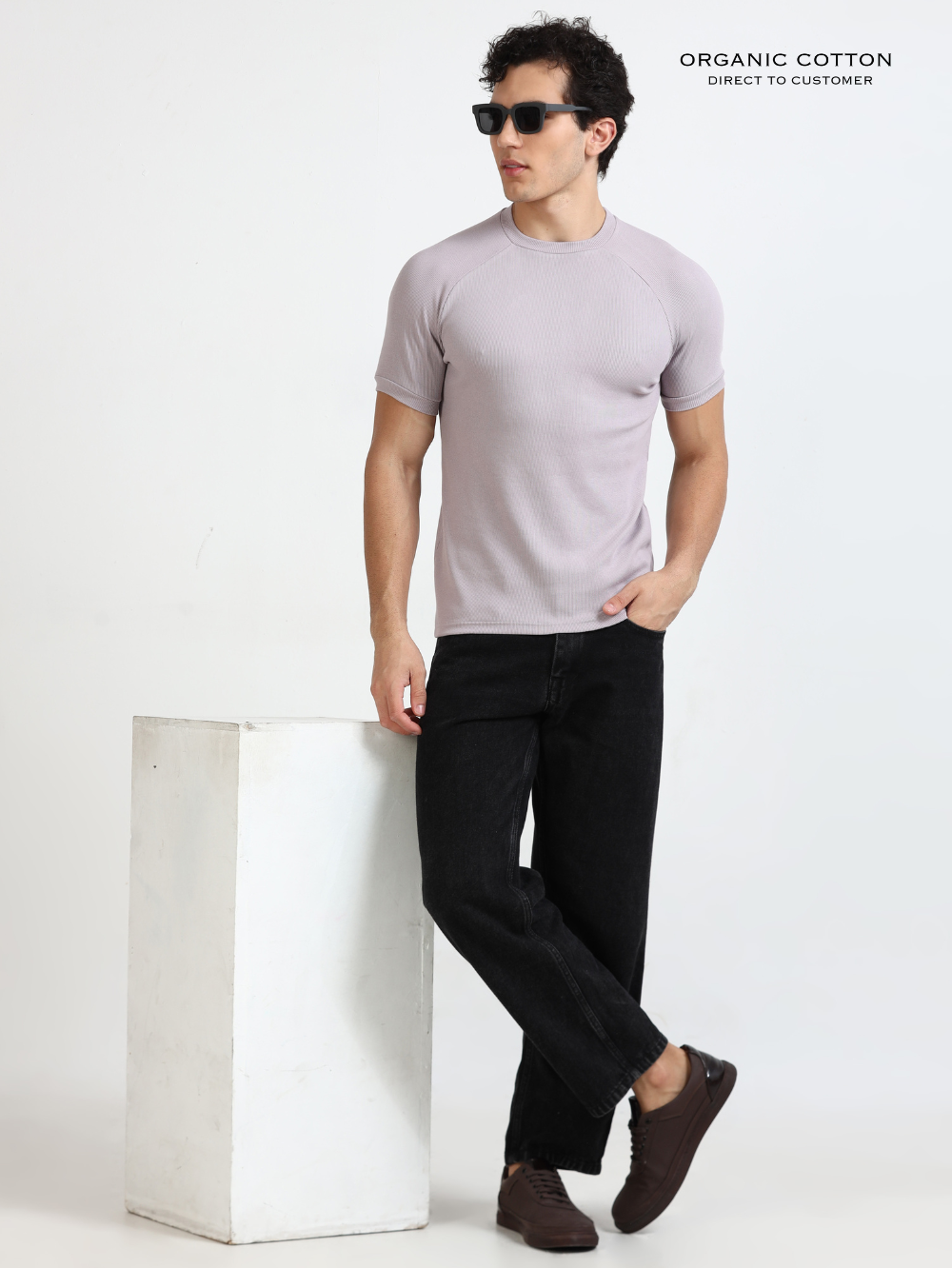 Gull Grey Organic Cotton Raglon T-Shirt for Men