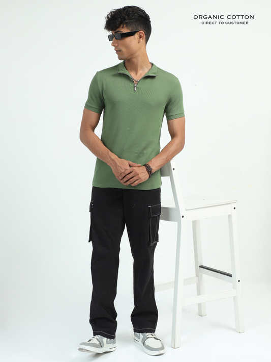 VineyardI Green Organic Cotton Raglon T-Shirt for Men