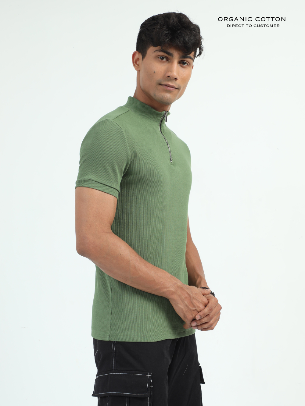 VineyardI Green Organic Cotton Raglon T-Shirt for Men