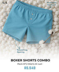 Delphinium Blue and White Organic Cotton Short Boxer for Mens - Pack of 2
