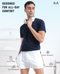 White and White Organic Cotton Short Boxer for Mens - Pack of 2
