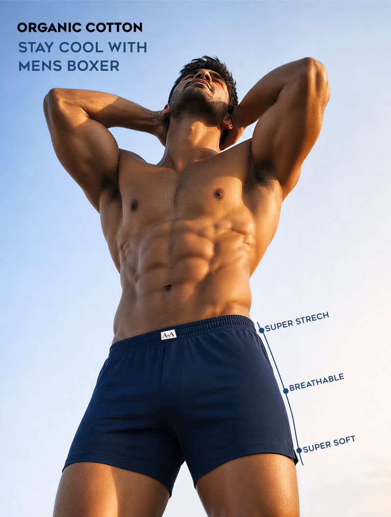 Navy Organic Cotton Short Boxer for Mens - Pack of 1