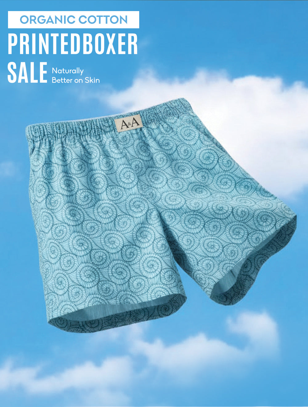 Delphinium Blue Mens Organic Cotton Regular Fit Circular Printed Boxer - Pack Of 1