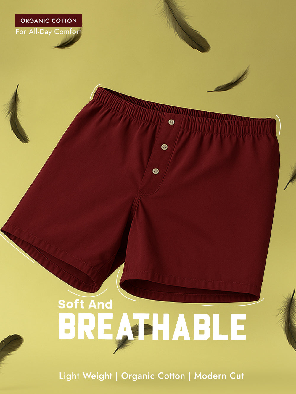 Wine and White Organic Cotton Short Boxer for Mens - Pack of 2