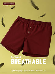 Wine and White Organic Cotton Short Boxer for Mens - Pack of 2