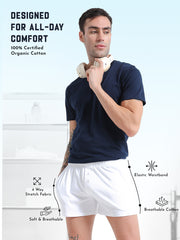 White and White Organic Cotton Short Boxer for Mens - Pack of 2