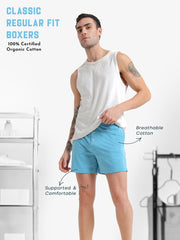 Delphinium Blue and White Organic Cotton Regular Boxer for Mens - Pack of 2
