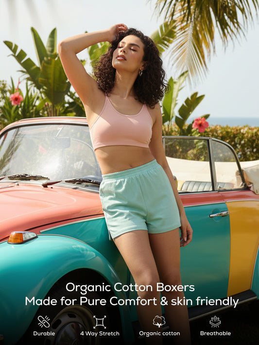 Ice Blue Organic Cotton Short Boxer for Womens - Pack of 1