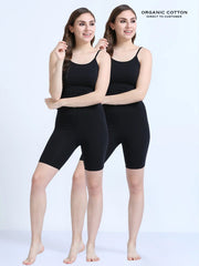 Black Premium Organic Cotton Cycling Shorts for Women. Pack of 2.