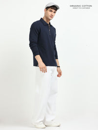 Navy Men’s Organic Cotton Stretch Zip Polo