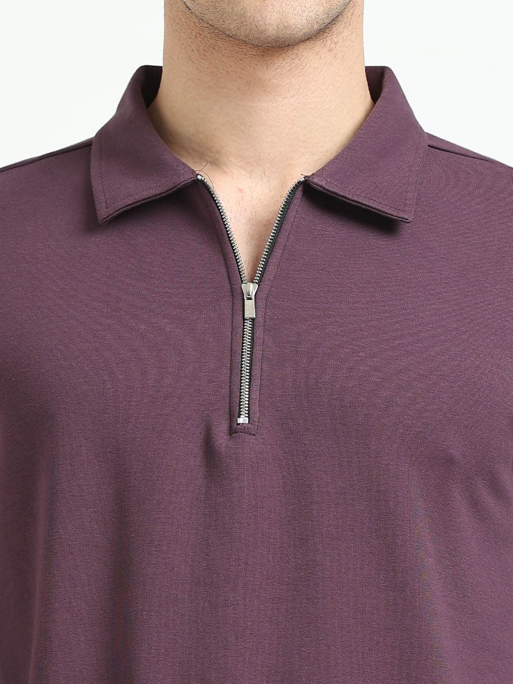 Wine Men’s Organic Cotton Stretch Zip Polo