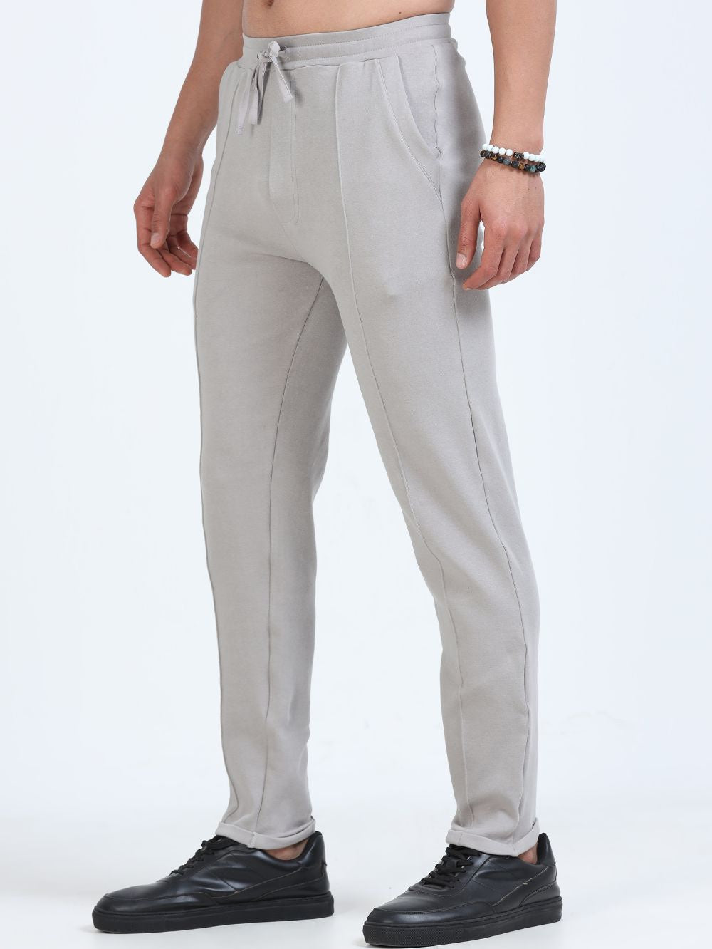Silver Grey Mens Organic Cotton Tapered Track Pant