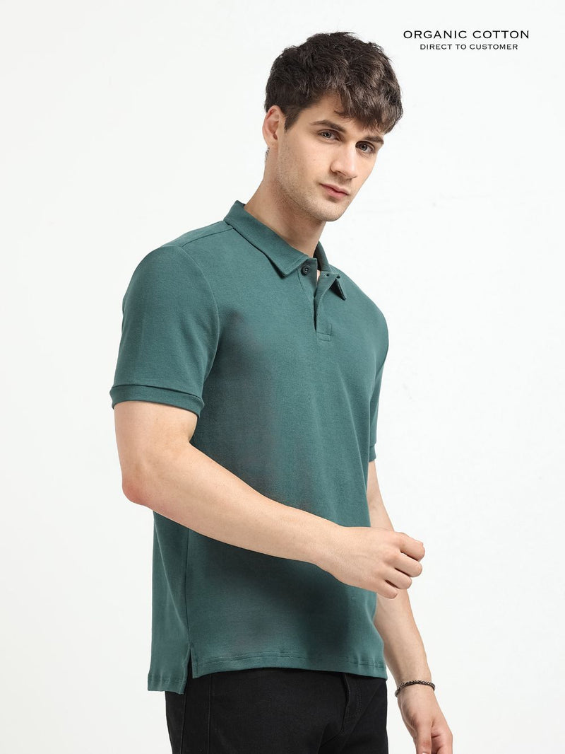 Organic Cotton Polo T-Shirt Button for Men