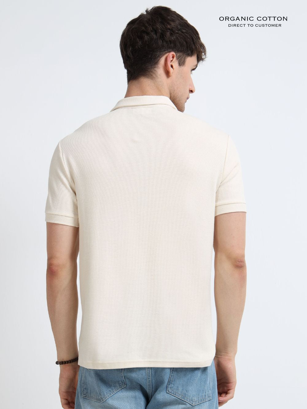 Organic Cotton Waffle Polo T-shirt for Mens