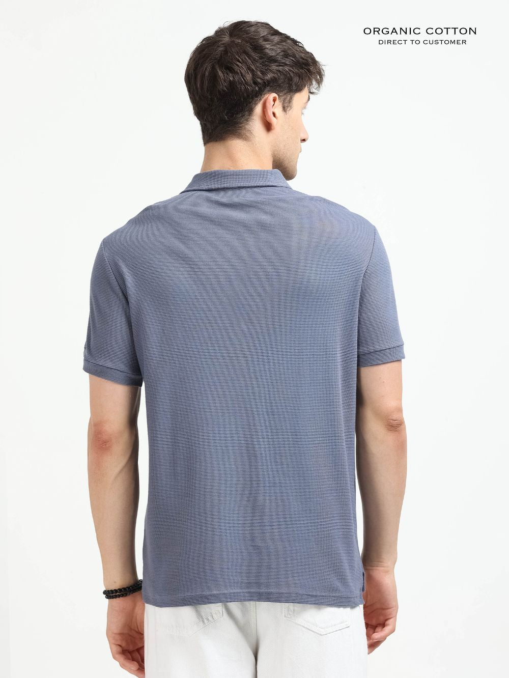 Organic Cotton Waffle Polo T-shirt for Mens