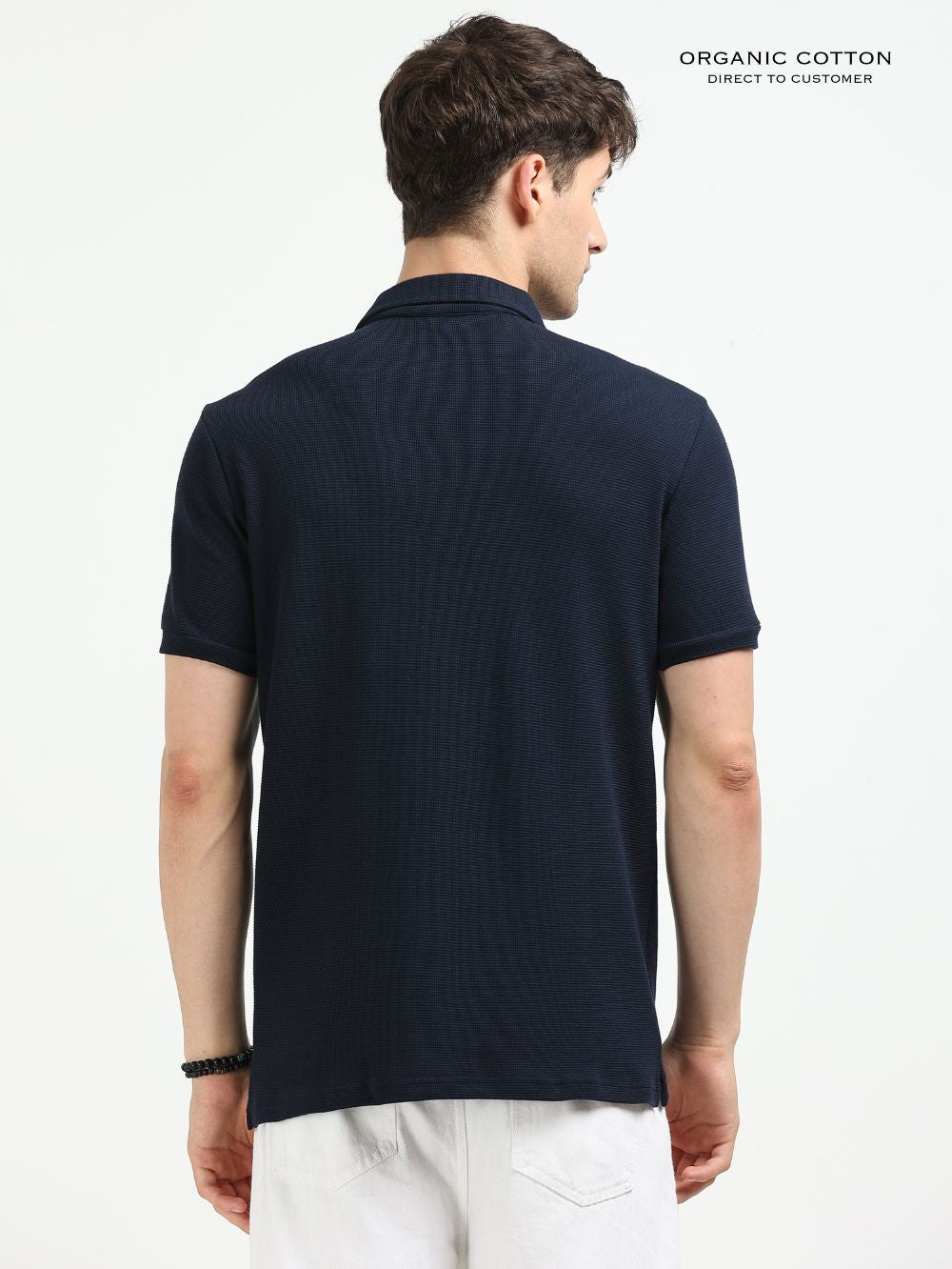 Organic Cotton Waffle Polo T-shirt for Mens