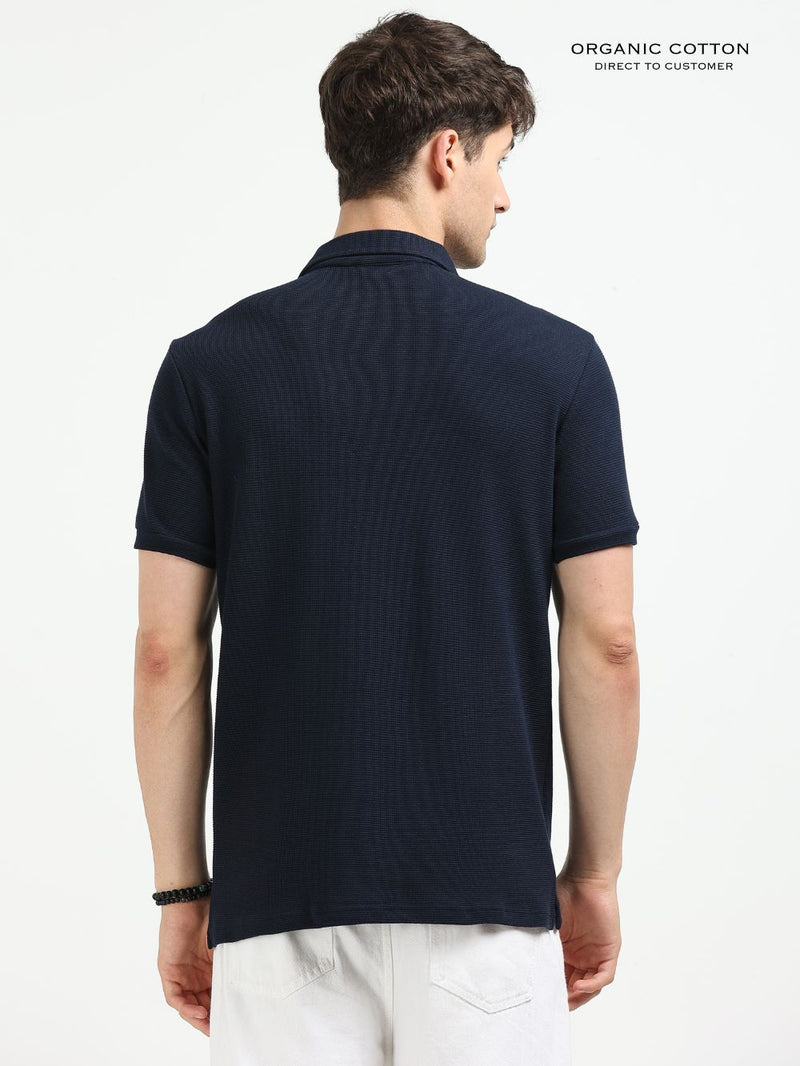 Organic Cotton Waffle Polo T-shirt for Mens