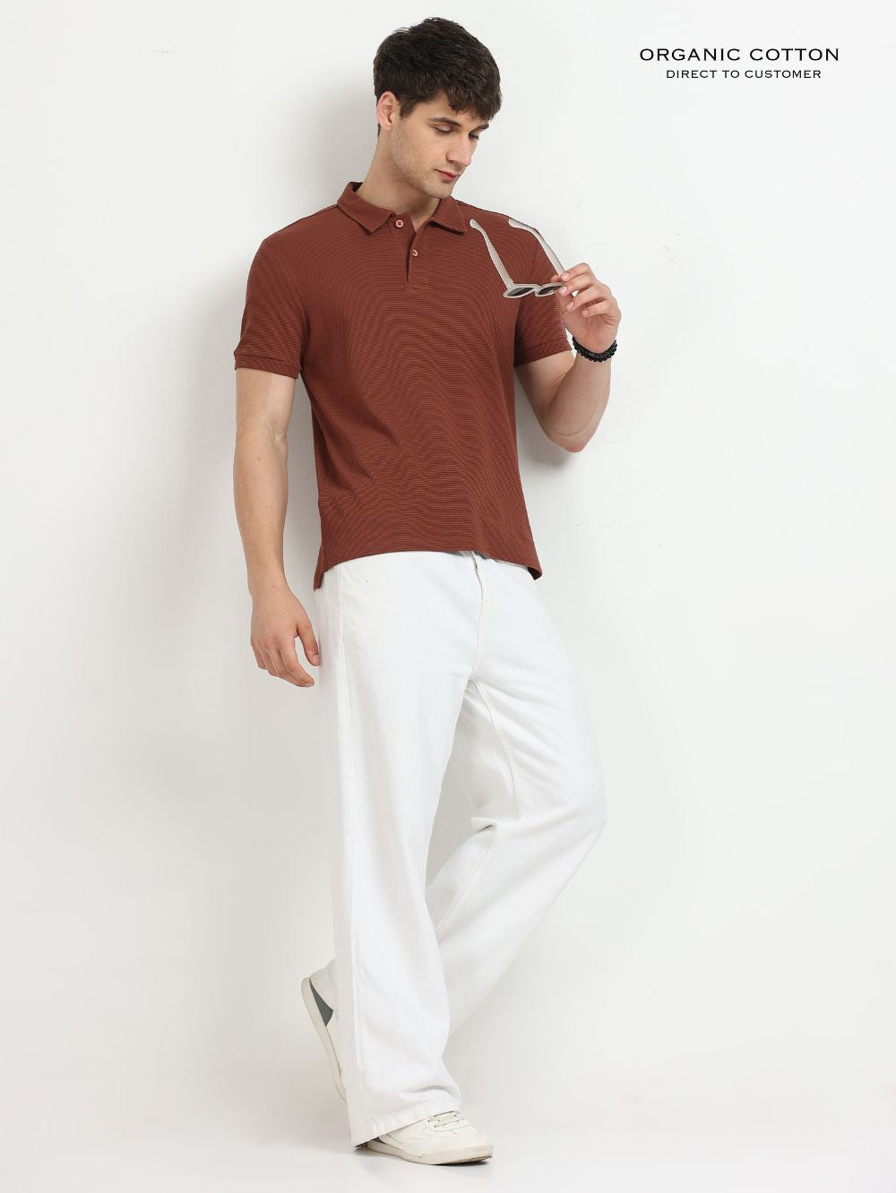 Organic Cotton Waffle Polo T-shirt for Mens
