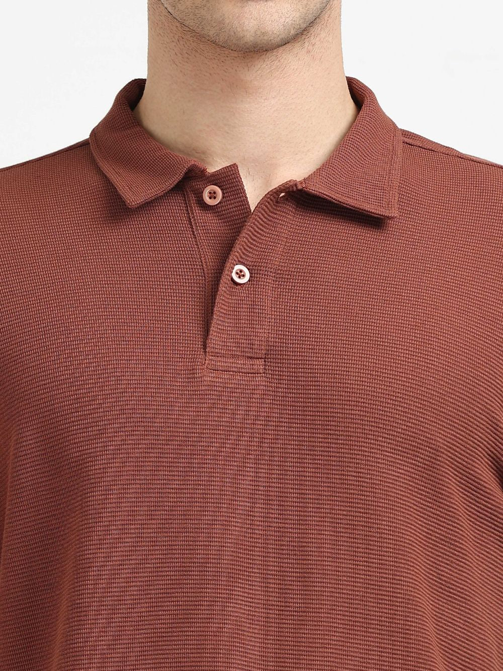 Organic Cotton Waffle Polo T-shirt for Mens