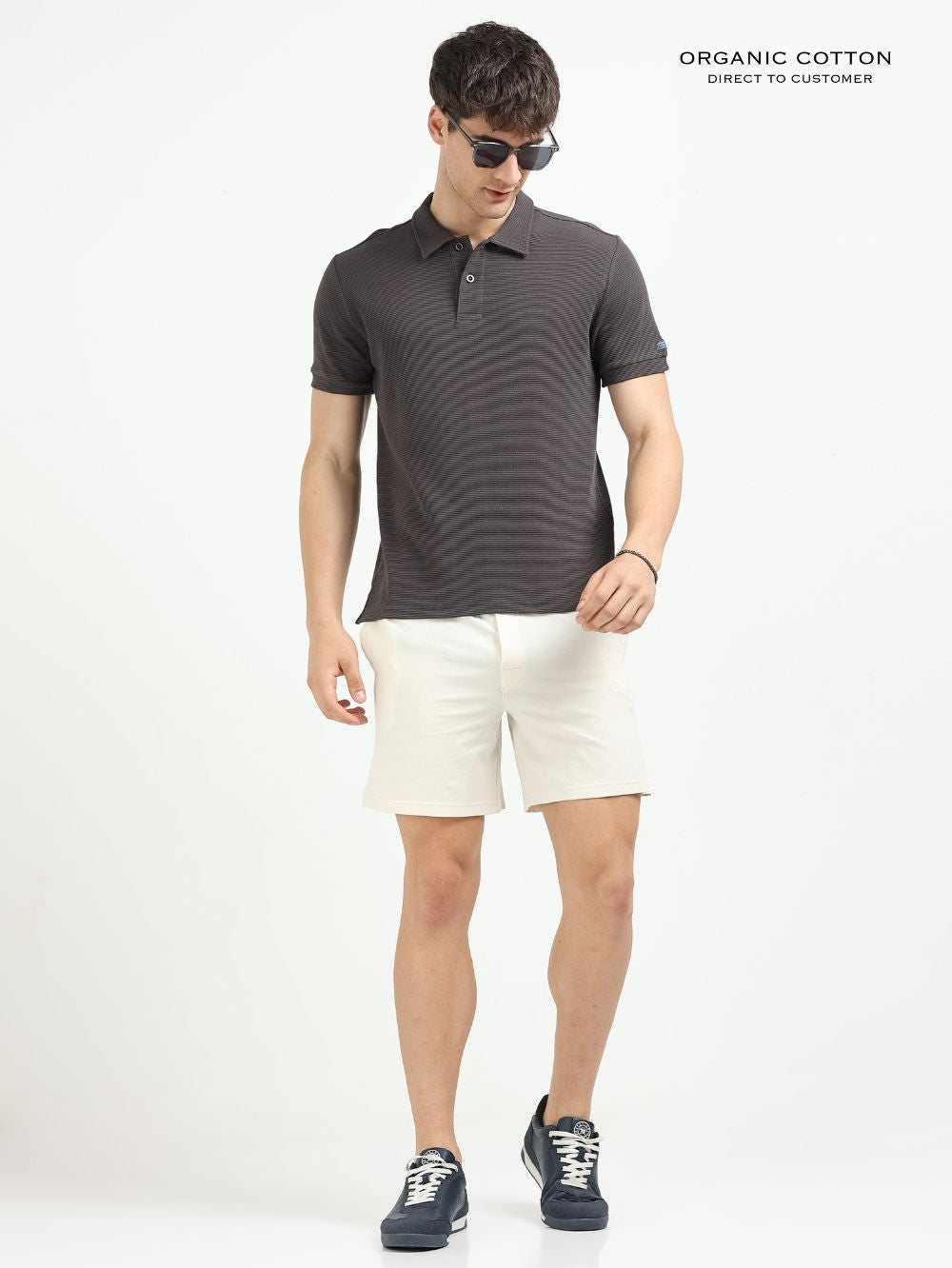 Organic Cotton Waffle Polo T-shirt for Mens