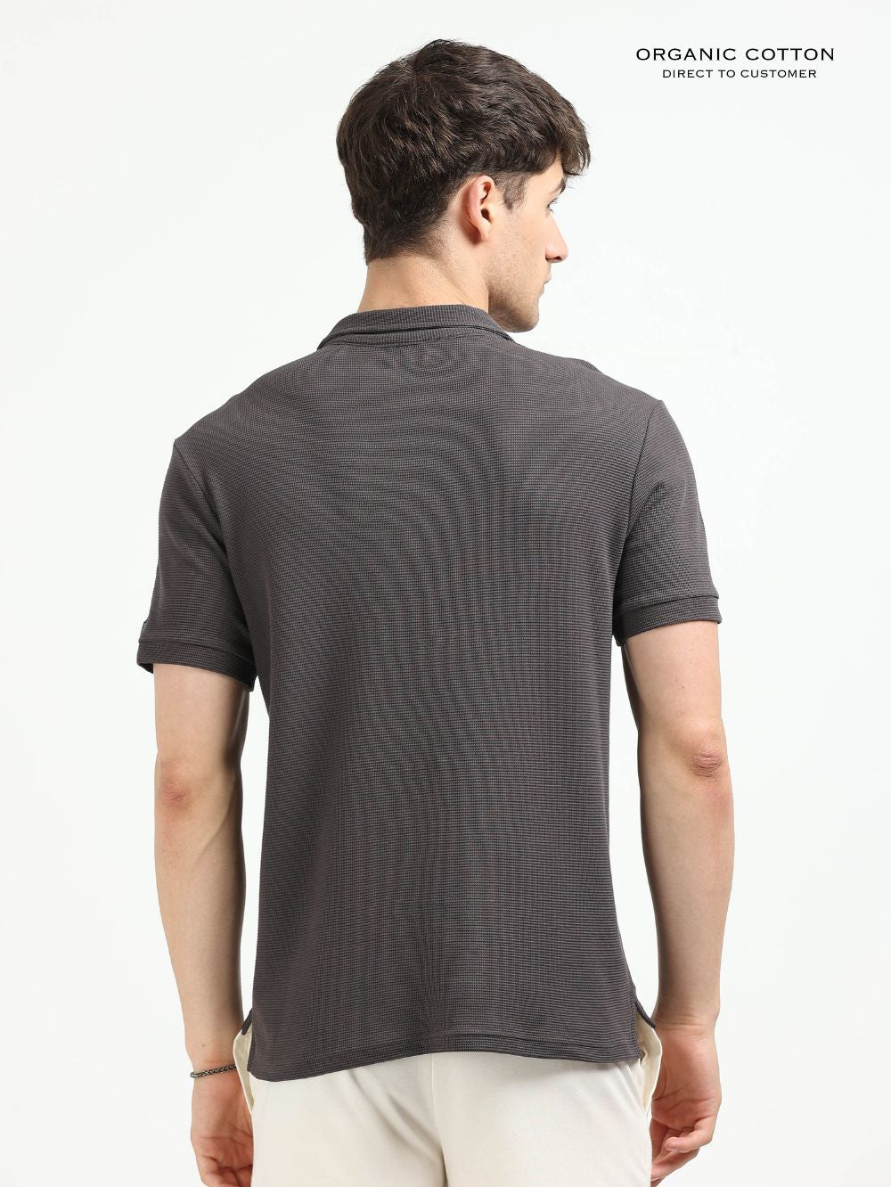 Organic Cotton Waffle Polo T-shirt for Mens
