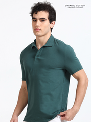 Bristo Green Organic Cotton Polo T-Shirt Button for Men