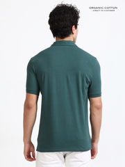 Bristo Green Organic Cotton Polo T-Shirt Button for Men