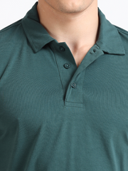 Bristo Green Organic Cotton Polo T-Shirt Button for Men