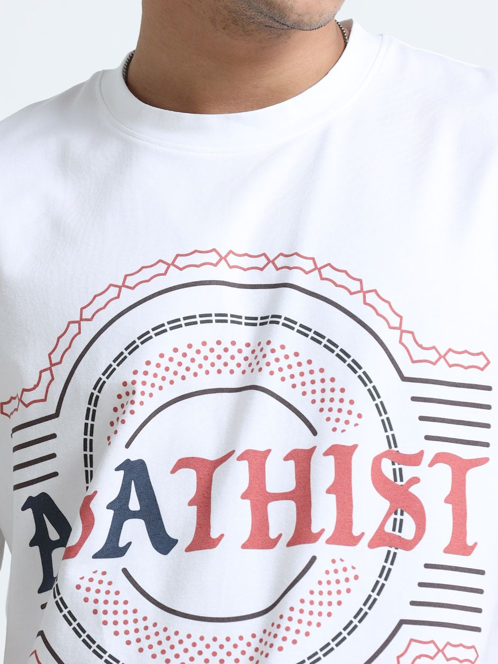 Streetline Organic Cotton Oversized Printed Tee for Men's – White