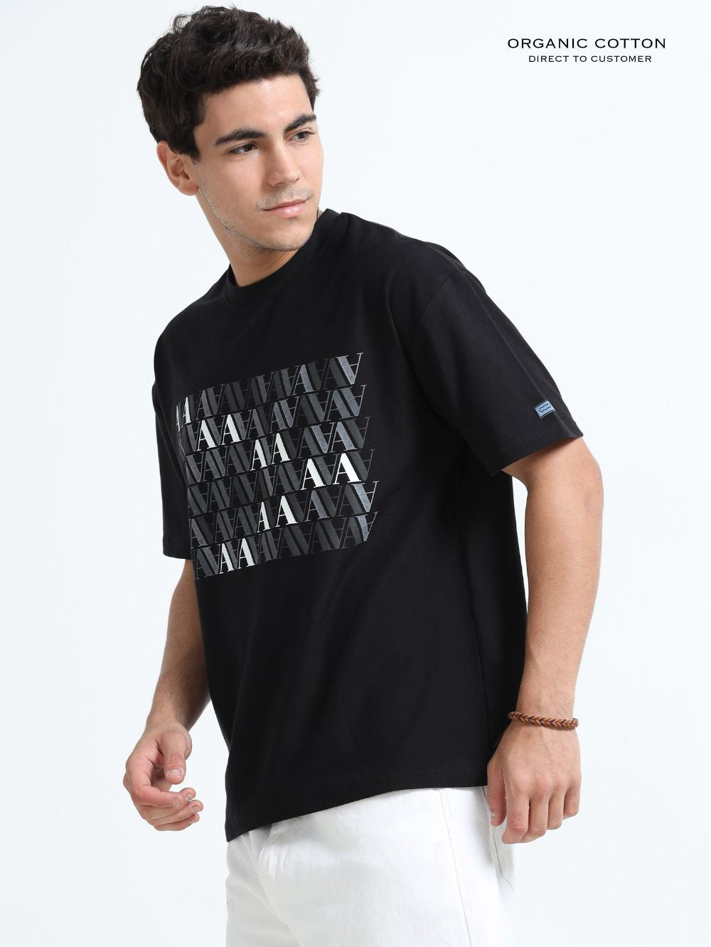 Modern Terrain Organic Cotton Oversized Printed Tee for Men's – Black