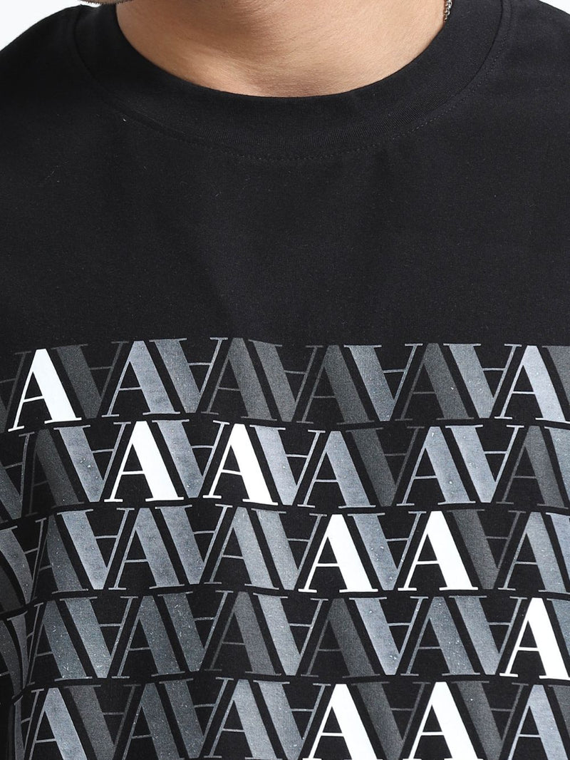 Modern Terrain Organic Cotton Oversized Printed Tee for Men's – Black