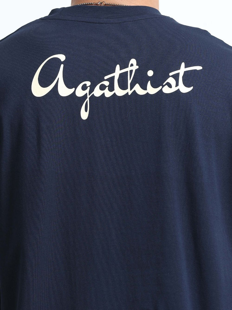 Essential Logo Organic Cotton Oversized Printed Tee for Men's – Navy