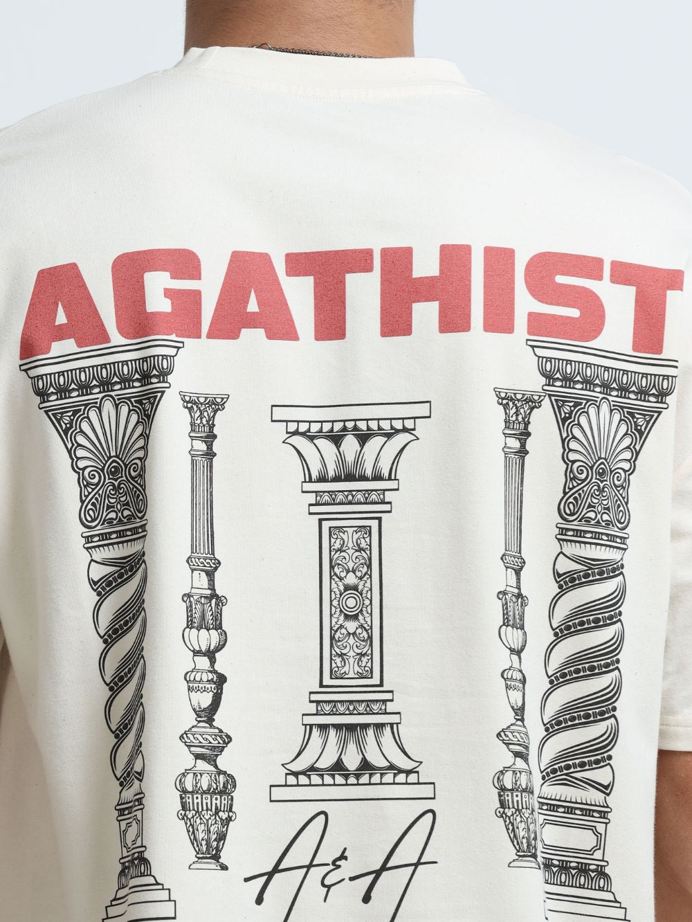 Timeless Script Organic Cotton Oversized Printed Tee for Men's – Beige