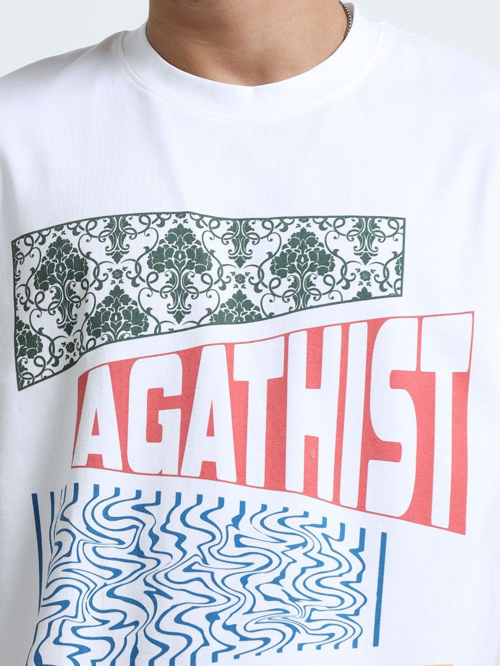 Urban Ethnic Organic Cotton Oversized Printed Tee for Men's – White