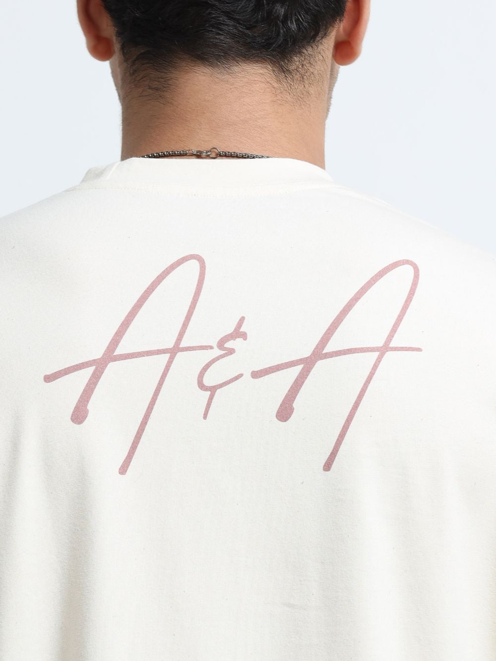 Signature Script Organic Cotton Oversized Printed Tee for Men's – Beige